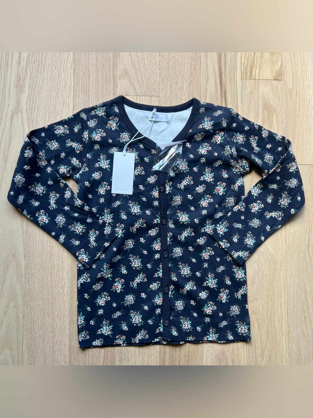 Jamie Kay Navy Blue Floral Cardigan size 5 new organic cotton